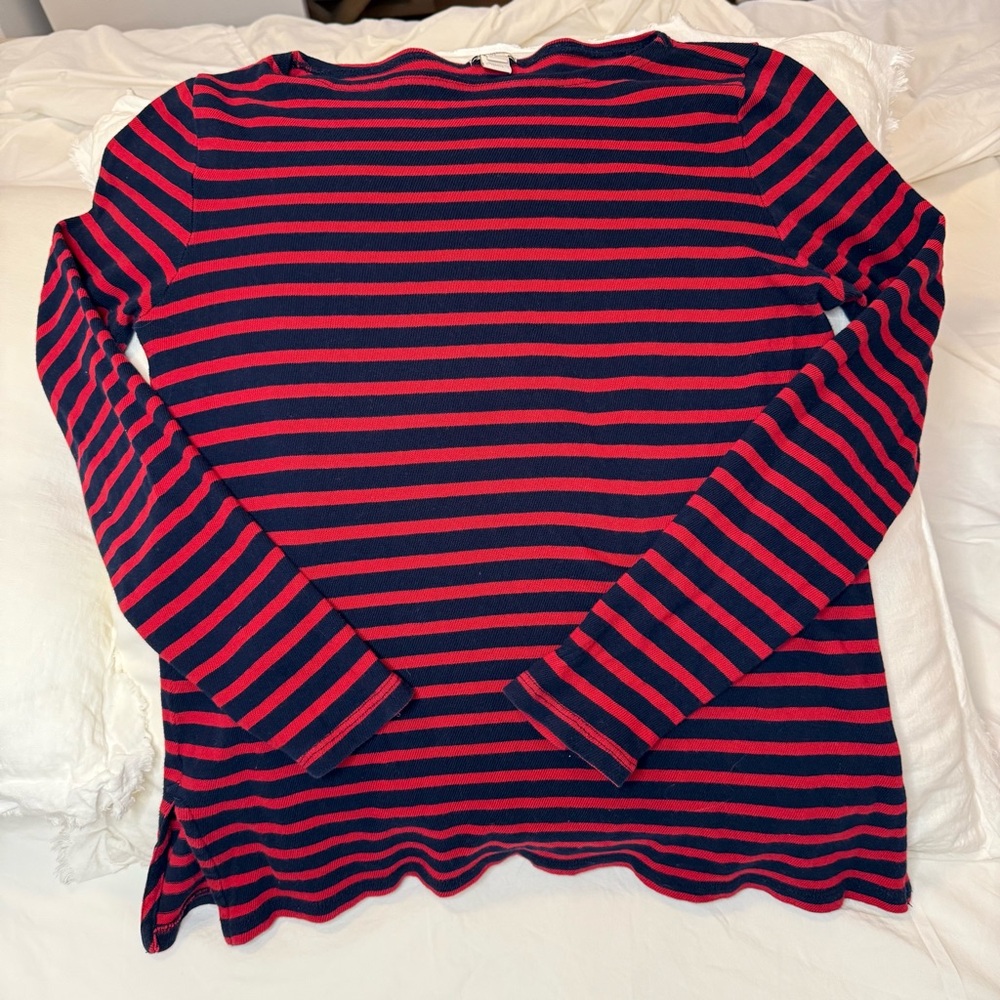 J. Crew Striped Sweater in Navy and Red Size Large